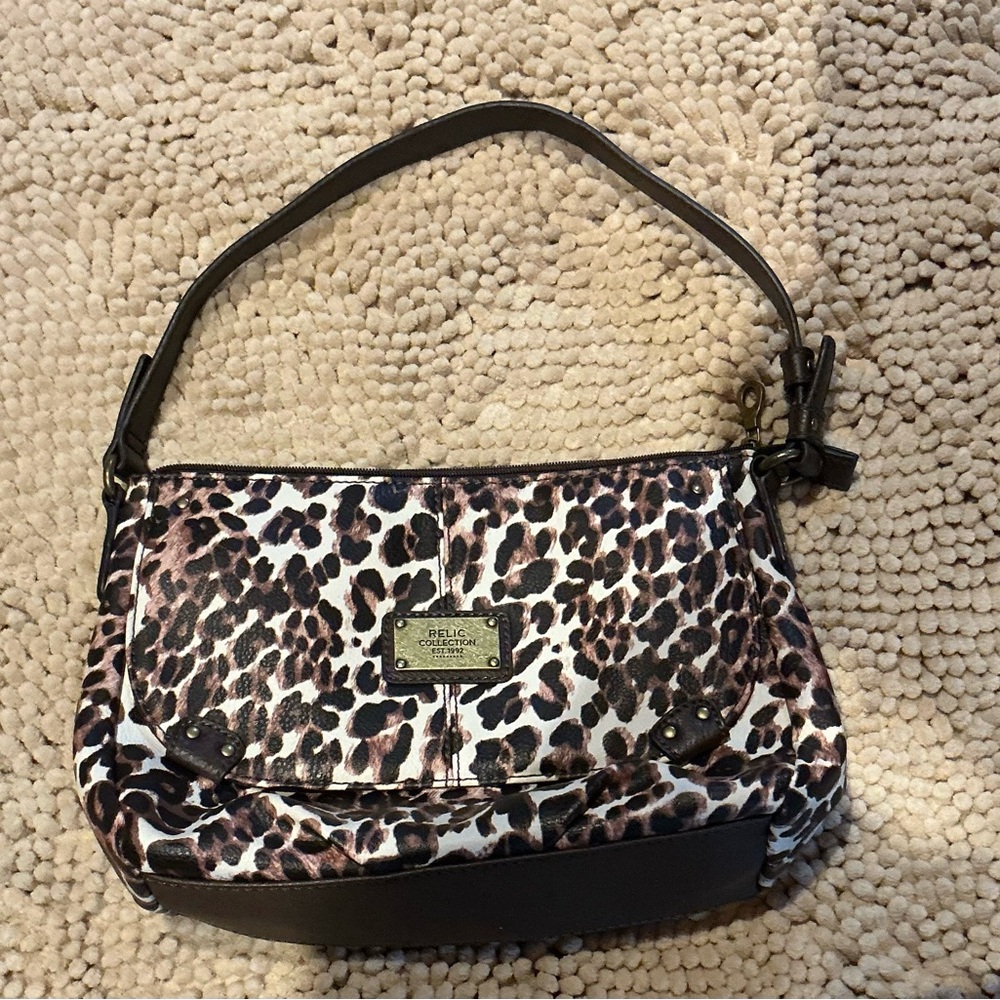 Relic Hobo Style Shoulder Bag Leopard Animal Print Faux Leather Purse Handbag